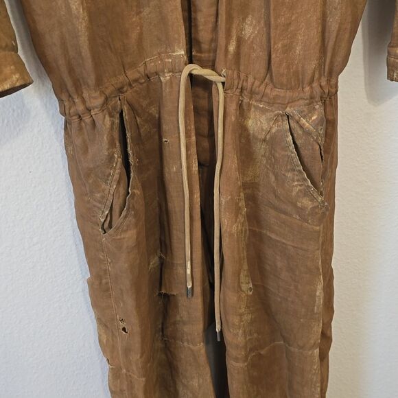 Heathen Brown Long-Sleeve Distroyed  Jumpsuit S - Picture 4 of 10
